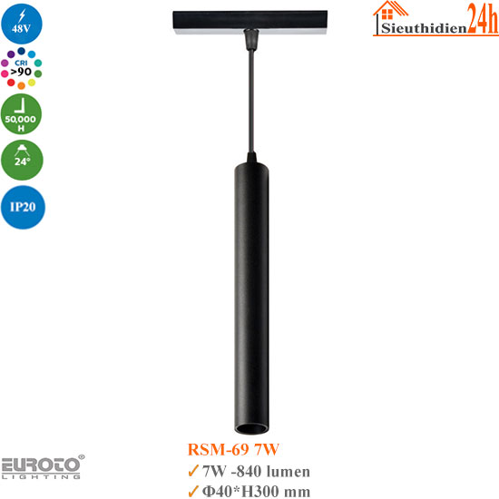 Đèn thả ray nam châm siêu mỏng Euroto RSM-69 7w