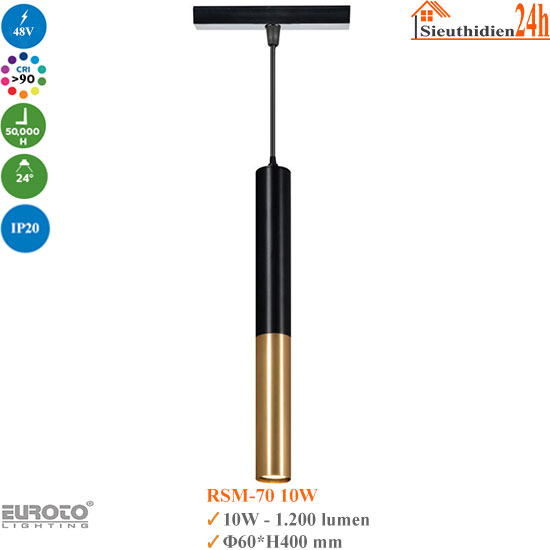 Đèn thả ray nam châm siêu mỏng Euroto RSM-70 10w