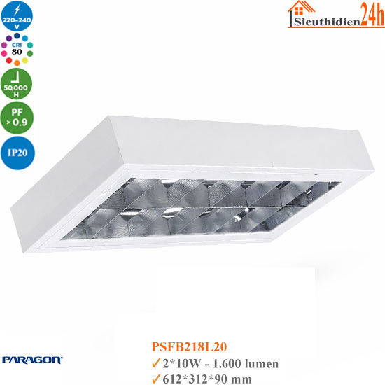 Máng đèn tán quang gắn nổi Paragon PSFB218L20 2x10W