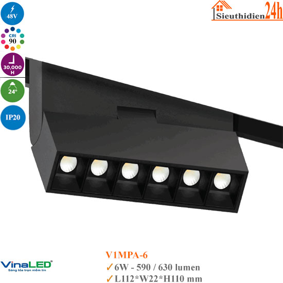 Đèn ray nam châm Vinaled V1MPA-6 6w