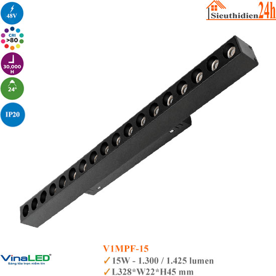 Đèn ray nam châm Vinaled V1MPF-15 15w