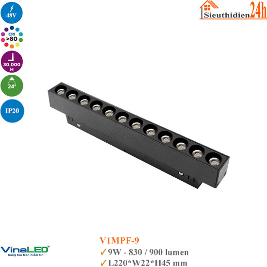Đèn ray nam châm Vinaled V1MPF-9 9w