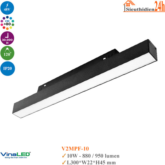 Đèn ray nam châm Vinaled V2MPF-10 10w