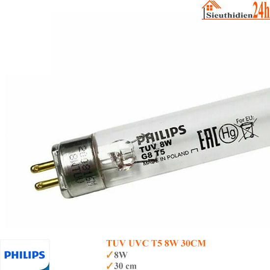 Bóng đèn diệt khuẩn Philips TUV UVC T5 8W 30CM