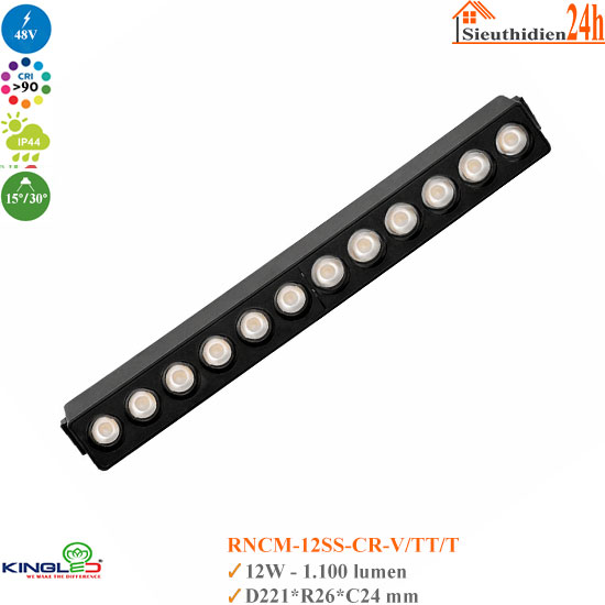 Đèn nam châm siêu mỏng Kingled RNCM-12SS-CR 12w