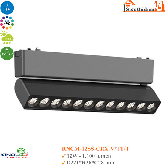 Đèn nam châm siêu mỏng Kingled RNCM-12SS-CRX 12w