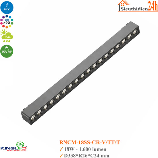 Đèn nam châm siêu mỏng Kingled RNCM-18SS-CR 18w