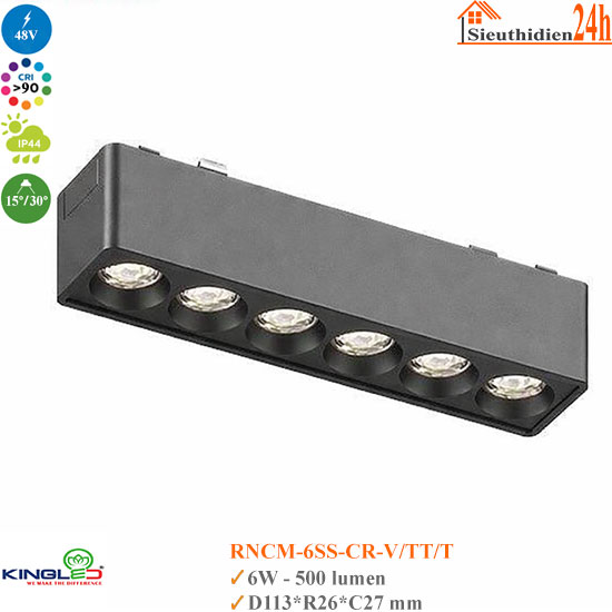 Đèn nam châm siêu mỏng Kingled RNCM-6SS-CR 6w