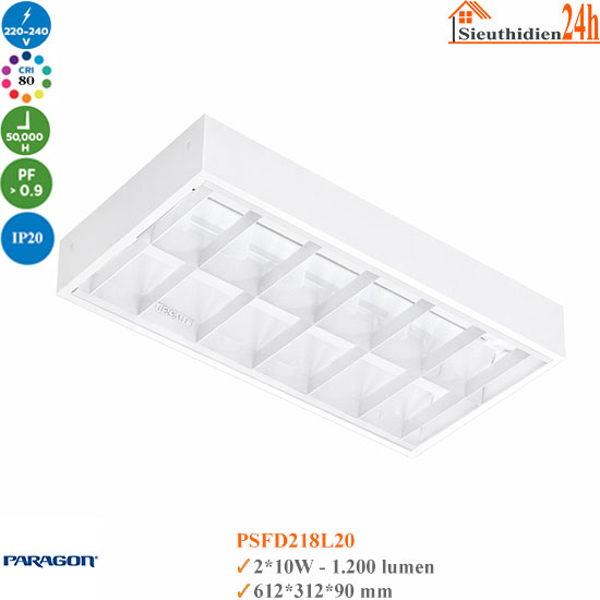 Máng đèn tán quang gắn nổi Paragon PSFD218L20 2x10W