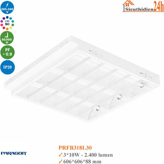 Máng đèn tán quang âm trần T-bar Paragon PRFB318L30 3x10W