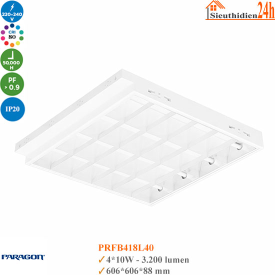 Máng đèn tán quang âm trần T-bar Paragon PRFB418L40 4x10W
