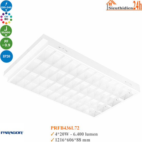 Máng đèn tán quang âm trần T-bar Paragon PRFB436L72 4x20W