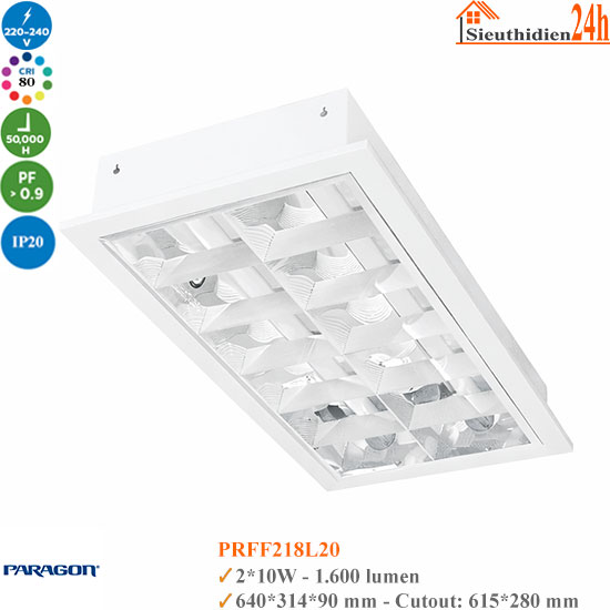Máng đèn tán quang âm trần Paragon PRFF218L20 2x10W