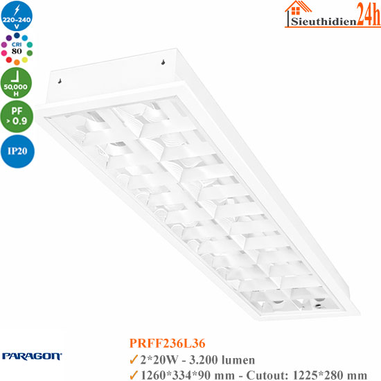 Máng đèn tán quang âm trần Paragon PRFF236L36 2x20W
