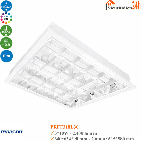 Máng đèn tán quang âm trần Paragon PRFF318L30 3x10W