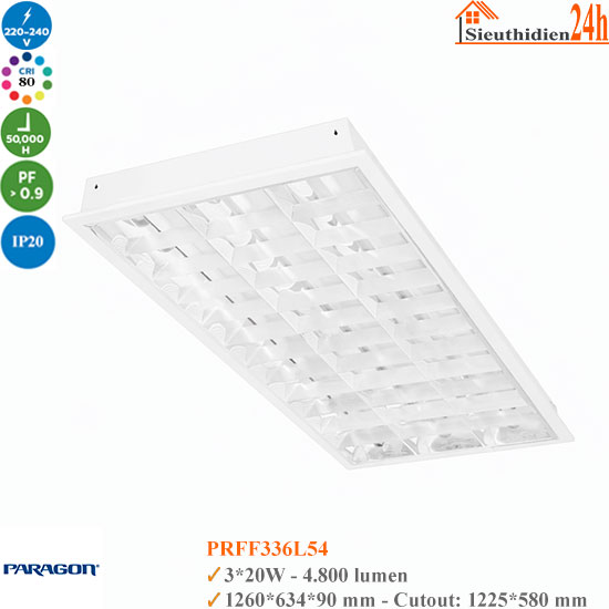 Máng đèn tán quang âm trần Paragon PRFF336L54 3x20W