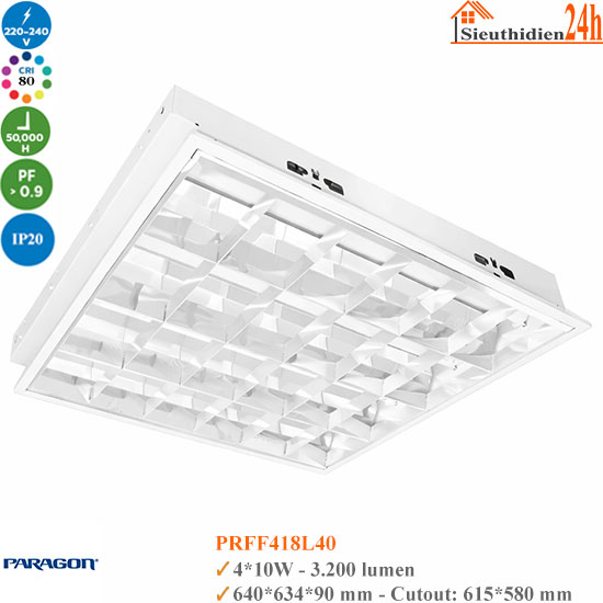 Máng đèn tán quang âm trần Paragon PRFF418L40 4x10W
