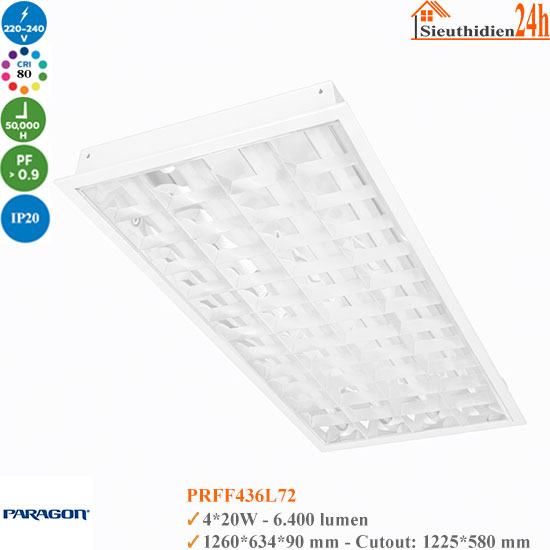 Máng đèn tán quang âm trần Paragon PRFF436L72 4x20W