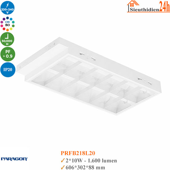 Máng đèn tán quang âm trần T-bar Paragon PRFB218L20 2x10W