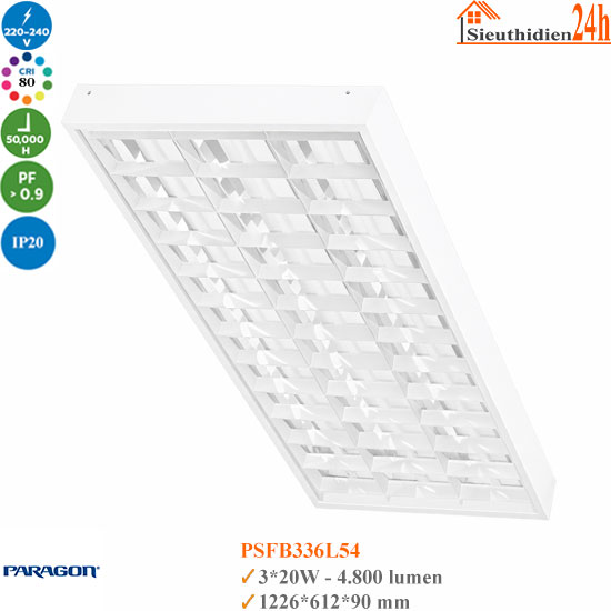Máng đèn tán quang gắn nổi Paragon PSFB336L54 3x20W