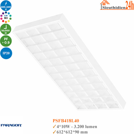 Máng đèn tán quang gắn nổi Paragon PSFB418L40 4x10W