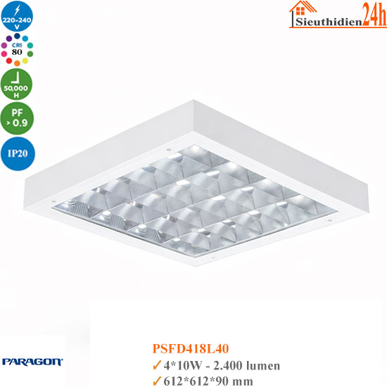 Máng đèn tán quang gắn nổi Paragon PSFD418L40 4x10W