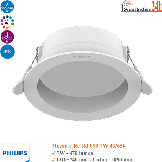 Đèn Led Âm Trần Chóa Sâu 7w Philips Meson c Rc Rd 090