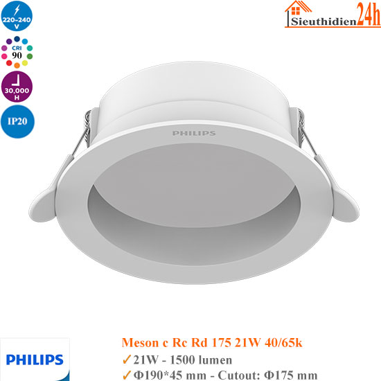 Đèn Led Âm Trần Chóa Sâu 21w Philips Meson c Rc Rd 175